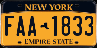 NY license plate FAA1833