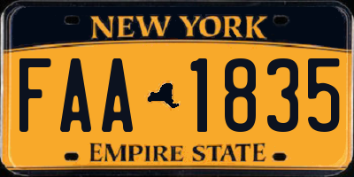 NY license plate FAA1835