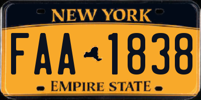 NY license plate FAA1838