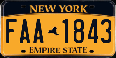 NY license plate FAA1843
