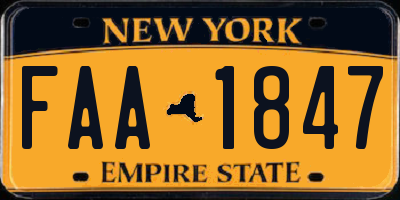 NY license plate FAA1847