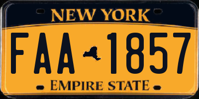 NY license plate FAA1857