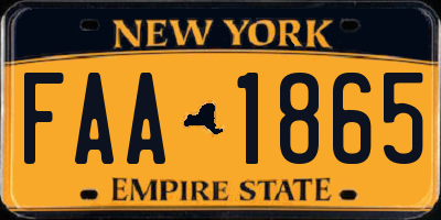 NY license plate FAA1865
