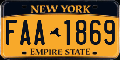 NY license plate FAA1869
