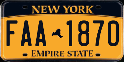 NY license plate FAA1870