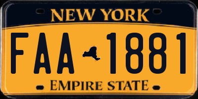 NY license plate FAA1881