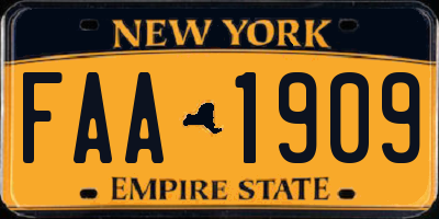 NY license plate FAA1909