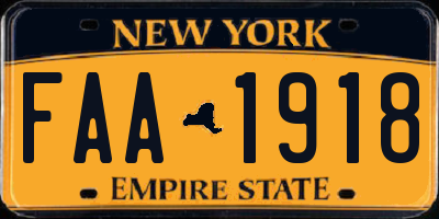 NY license plate FAA1918