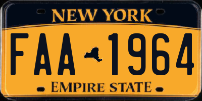 NY license plate FAA1964