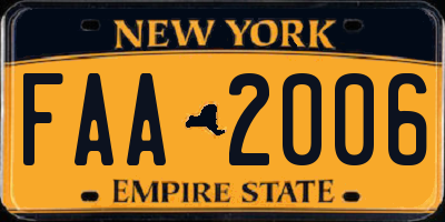NY license plate FAA2006