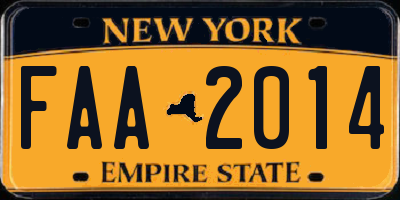 NY license plate FAA2014
