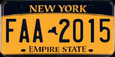NY license plate FAA2015