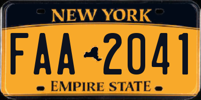 NY license plate FAA2041