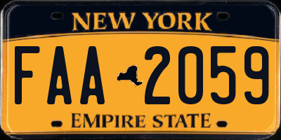 NY license plate FAA2059