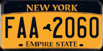 NY license plate FAA2060