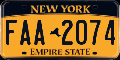 NY license plate FAA2074