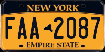 NY license plate FAA2087