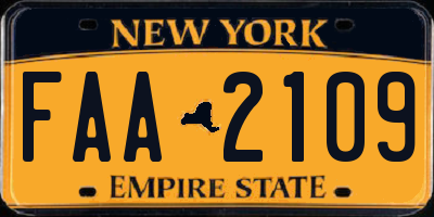 NY license plate FAA2109