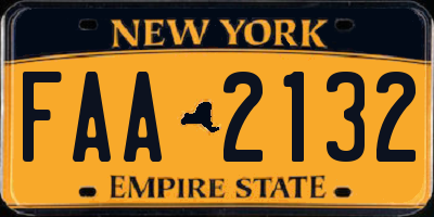 NY license plate FAA2132