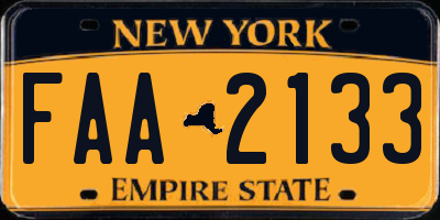 NY license plate FAA2133