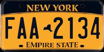 NY license plate FAA2134