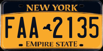 NY license plate FAA2135