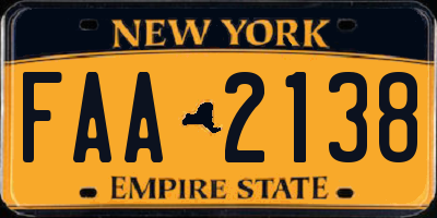 NY license plate FAA2138