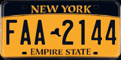 NY license plate FAA2144