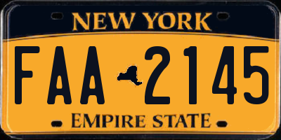 NY license plate FAA2145