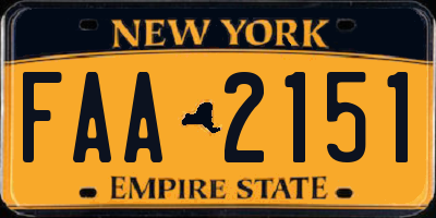 NY license plate FAA2151