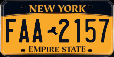 NY license plate FAA2157