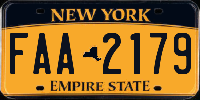NY license plate FAA2179