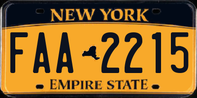 NY license plate FAA2215