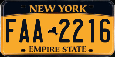 NY license plate FAA2216