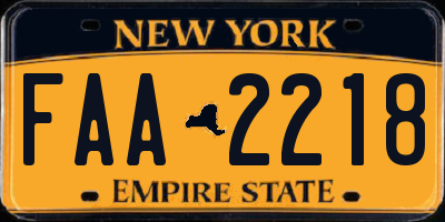 NY license plate FAA2218