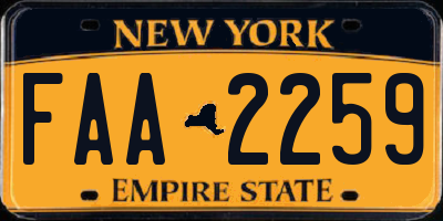 NY license plate FAA2259