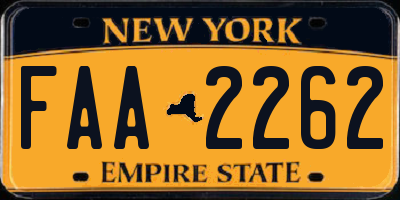 NY license plate FAA2262