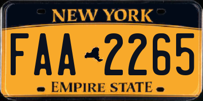 NY license plate FAA2265