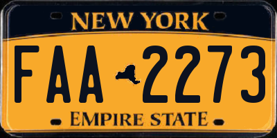 NY license plate FAA2273