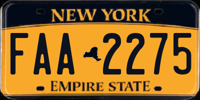 NY license plate FAA2275
