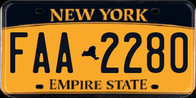 NY license plate FAA2280