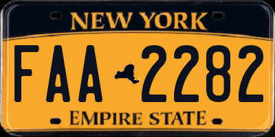 NY license plate FAA2282
