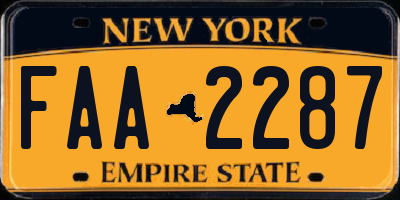 NY license plate FAA2287