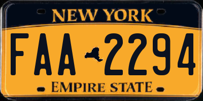 NY license plate FAA2294
