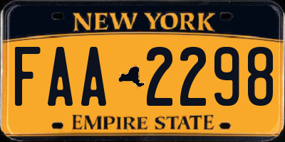 NY license plate FAA2298