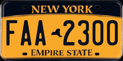 NY license plate FAA2300