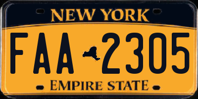 NY license plate FAA2305