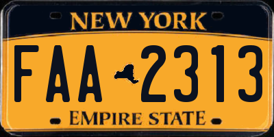 NY license plate FAA2313