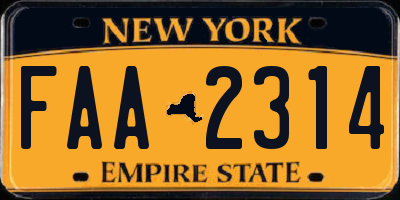 NY license plate FAA2314