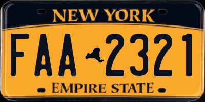 NY license plate FAA2321
